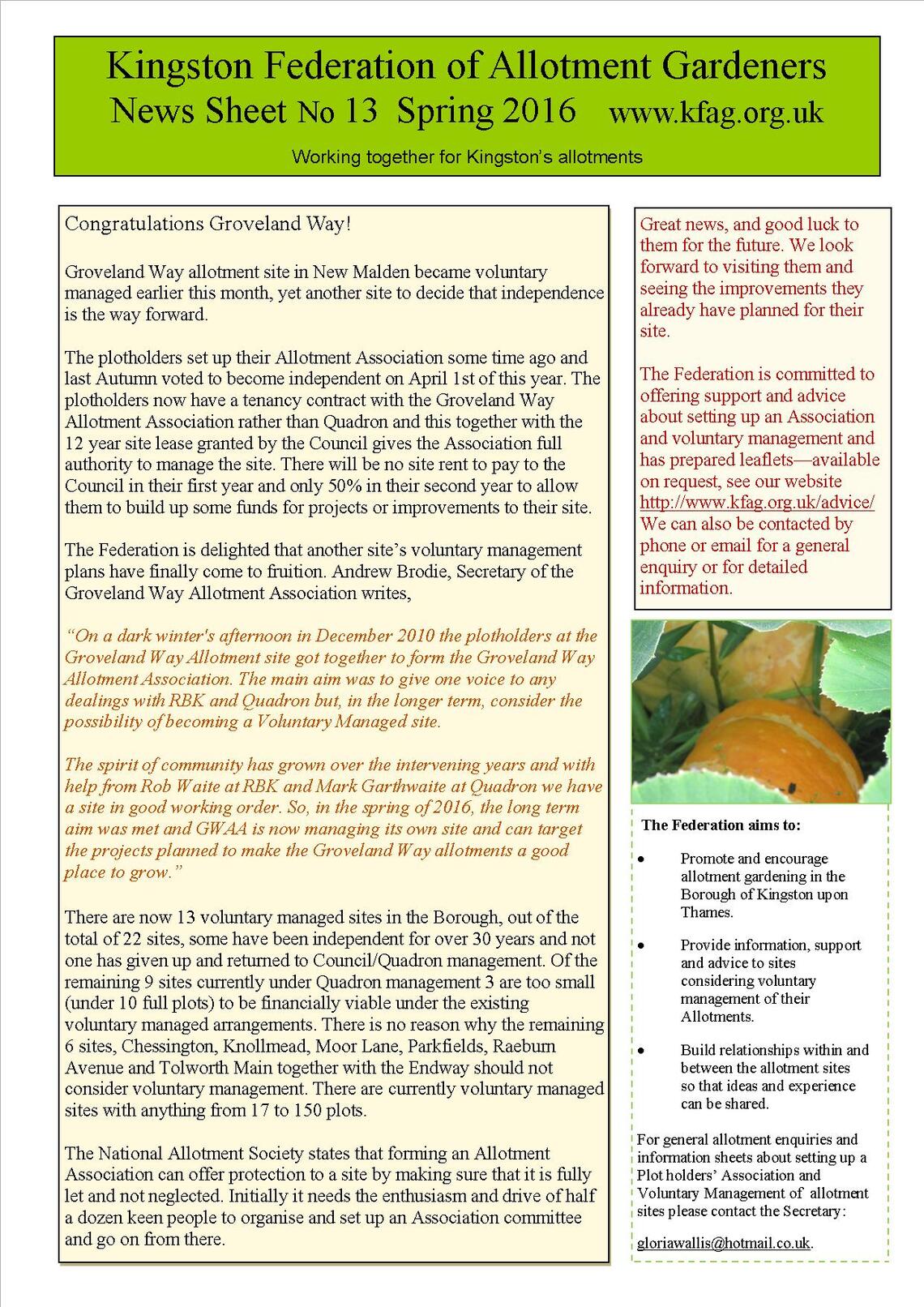 KFAG Newsletter No 13 p1